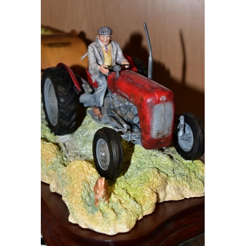 393 - A LIMITED EDITION BORDER FINE ARTS SCULPTURE, 'Hay Turning', (Massey Ferguson Tractor and Wuffler) J... 