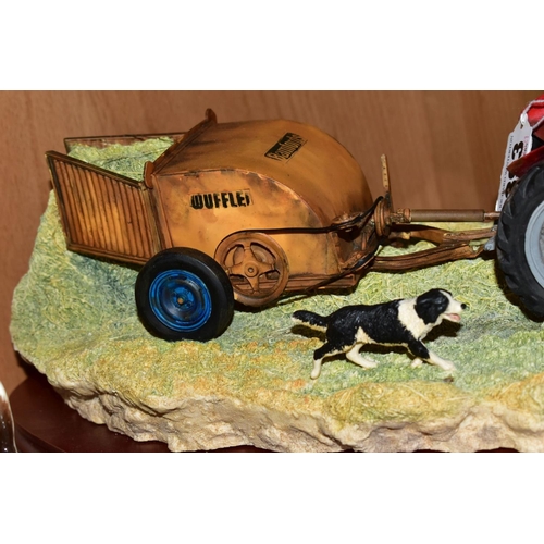 393 - A LIMITED EDITION BORDER FINE ARTS SCULPTURE, 'Hay Turning', (Massey Ferguson Tractor and Wuffler) J... 