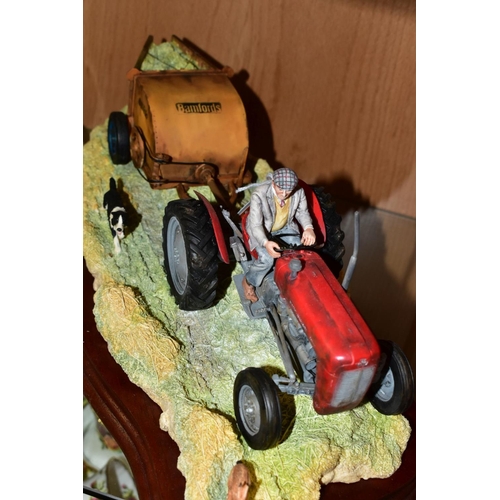 393 - A LIMITED EDITION BORDER FINE ARTS SCULPTURE, 'Hay Turning', (Massey Ferguson Tractor and Wuffler) J... 