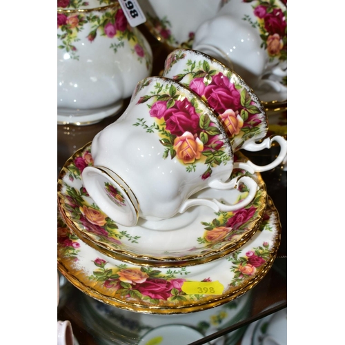 398 - ROYAL ALBERT 'OLD COUNTRY ROSES', comprising teapot, height 16cm, cake/sandwich plate, milk jug, sug... 