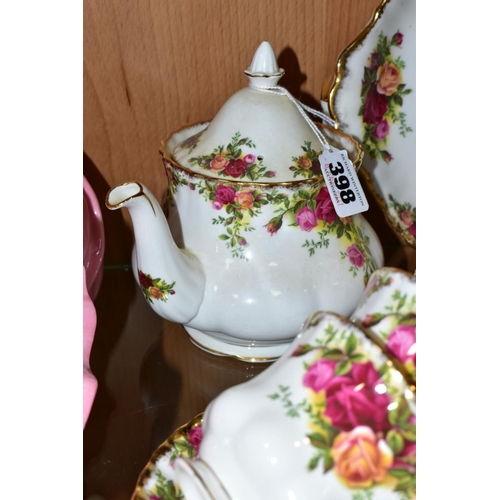 398 - ROYAL ALBERT 'OLD COUNTRY ROSES', comprising teapot, height 16cm, cake/sandwich plate, milk jug, sug... 