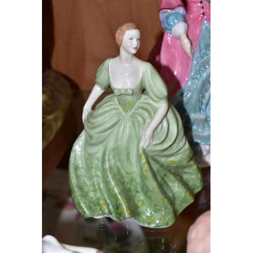 399 - A GROUP OF CERAMICS, to include two Royal Doulton figures 'Elaine' HN3307 and 'Spring Morning' HN192... 