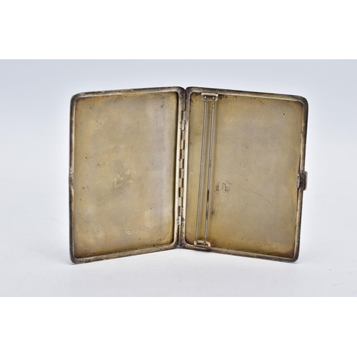 4 - A SILVER CIGARETTE CASE, of a rectangular shape, engine turn design with a vacant cartouche to the f... 