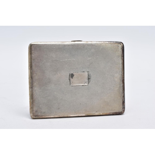 4 - A SILVER CIGARETTE CASE, of a rectangular shape, engine turn design with a vacant cartouche to the f... 