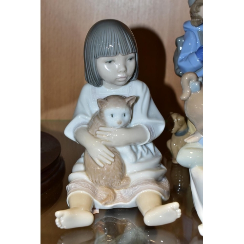 403 - SEVEN NAO FIGURES/GROUPS, comprising Girl carrying lamb, height 20cm, 'Repeat After Me' No 1285 (boy... 