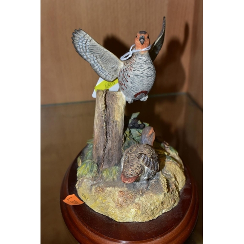 408 - THREE BORDER FINE ARTS SCULPTURES, 'Cock Pheasant' R821 and 'Hen Pheasant and chicks' RB22, both by ... 