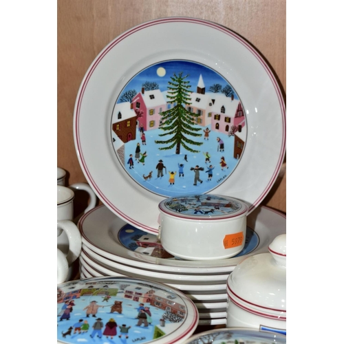 411 - VILLEROY & BOCH TABLEWARES AND TRINKETS, comprising 'Naif Christmas' covered sugar bowl and eight 20... 