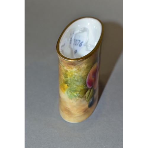 419 - A ROYAL WORCESTER MATCH HOLDER, hand painted fruit decorated, signed J. Smith, height 6cm (Condition... 