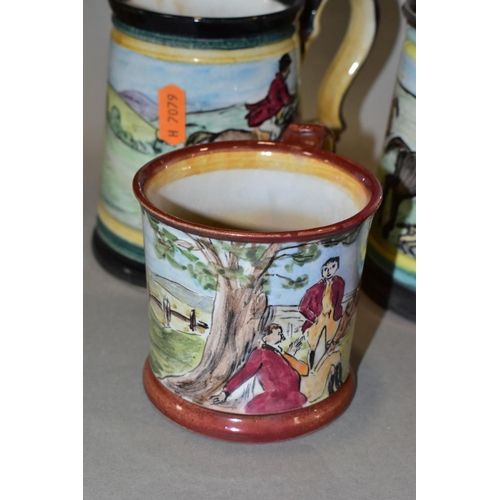 420 - A DENBY GLYN COLLEDGE MUG, hand painted Hunting scene, signature to base and printed black MADE IN E... 