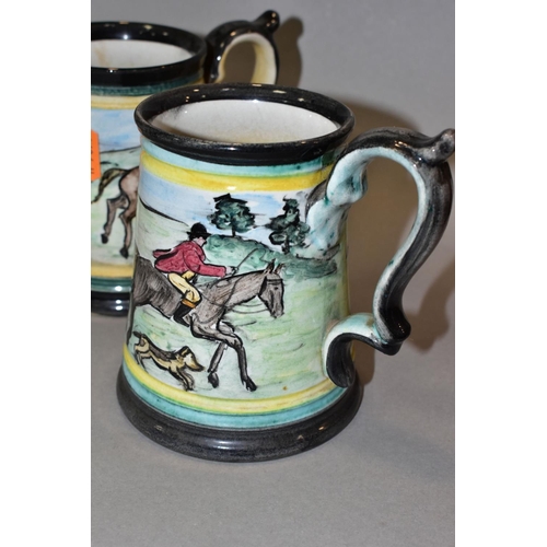 420 - A DENBY GLYN COLLEDGE MUG, hand painted Hunting scene, signature to base and printed black MADE IN E... 