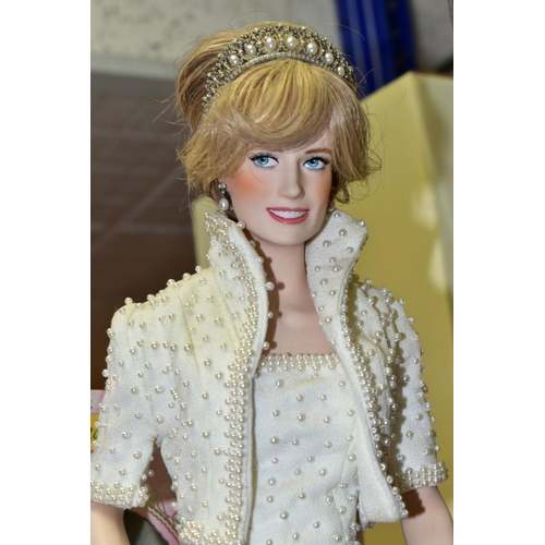 425 - TWO BOXED FRANKLIN MINT PRINCESS DIANA PORCELAIN COLLECTORS DOLLS, one missing fingers from left han... 