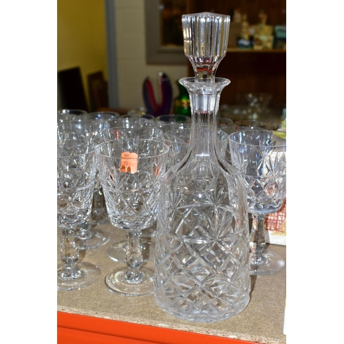 432 - A GROUP OF CUT GLASS, including a suite of eleven Royal Brierley wine glasses, s.d., the rest largel... 