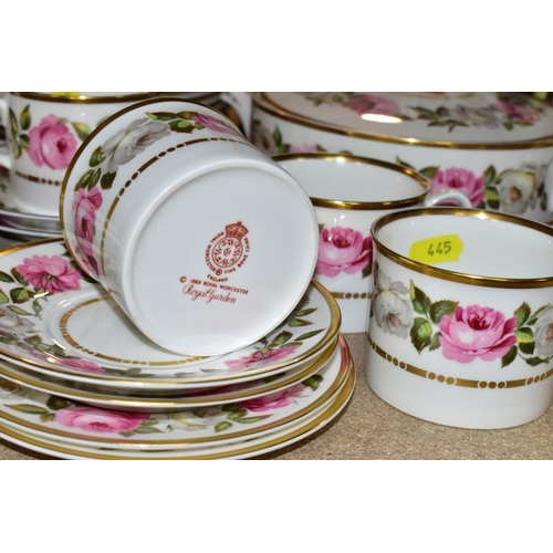 445 - ROYAL WORCESTER 'ROYAL GARDEN' PART DINNER SERVICE, comprising six of each dinner plate, side plates... 