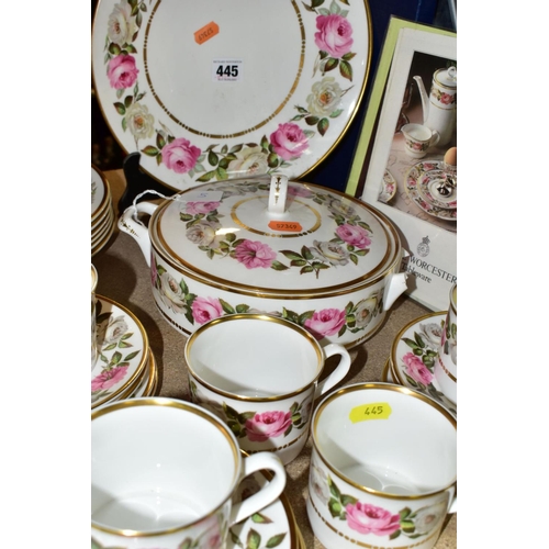 445 - ROYAL WORCESTER 'ROYAL GARDEN' PART DINNER SERVICE, comprising six of each dinner plate, side plates... 