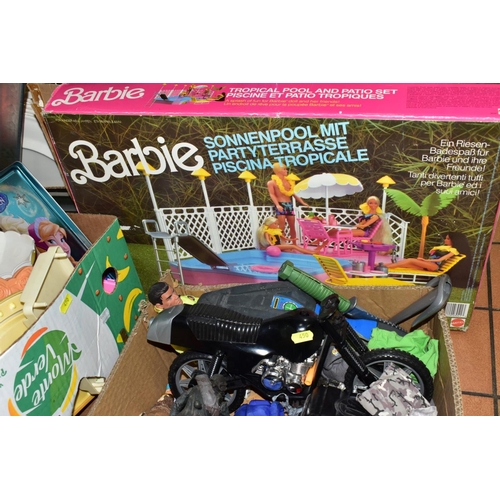 450 - A QUANTITY OF ASSORTED TOYS, to include a collection of Barbie furniture and accessories including b... 