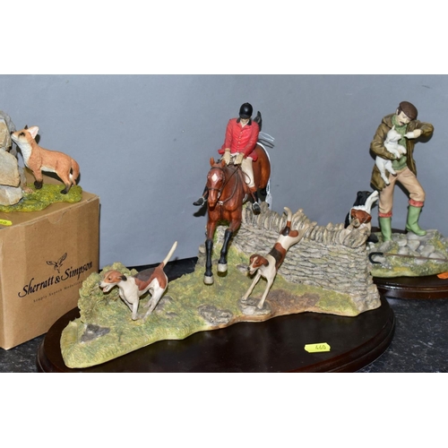 460 - HEREDITIES SCULPTURES comprising 'Huntsman and Hounds' PDG27, height approximate 21cm x width 35cm e... 