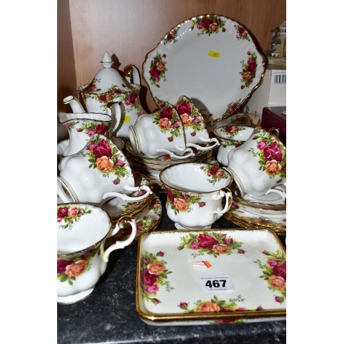 467 - ROYAL ALBERT 'OLD COUNTRY ROSES' TEASET FOR EIGHT COMPRISING, 16cm plates, cups, saucers, 21cm plate... 