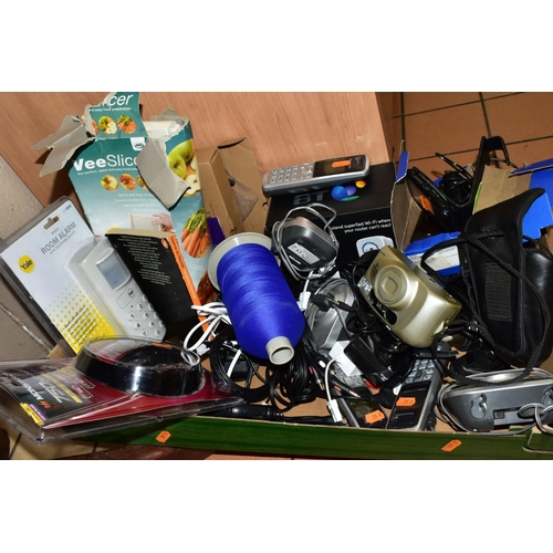 468 - A BOX OF ASSORTED ITEMS, to include BT WI-FI disk and WI-FI extender, three Nokia mobile phones, Pan... 