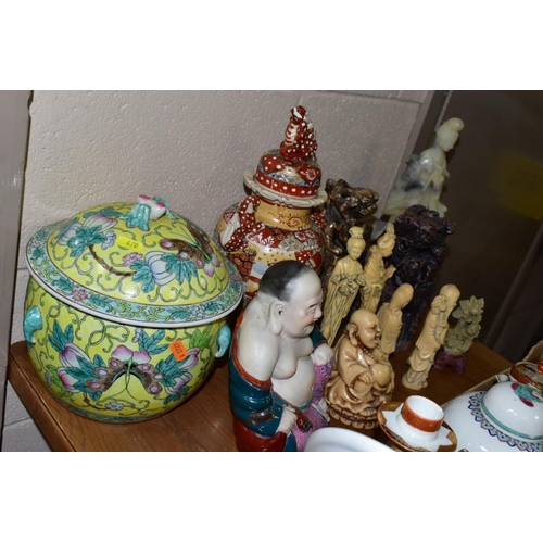 470 - ORIENTAL CERAMICS AND SCULPTURES ETC, to include Japanese Kutani wares, modern Chinese ginger jar wi... 