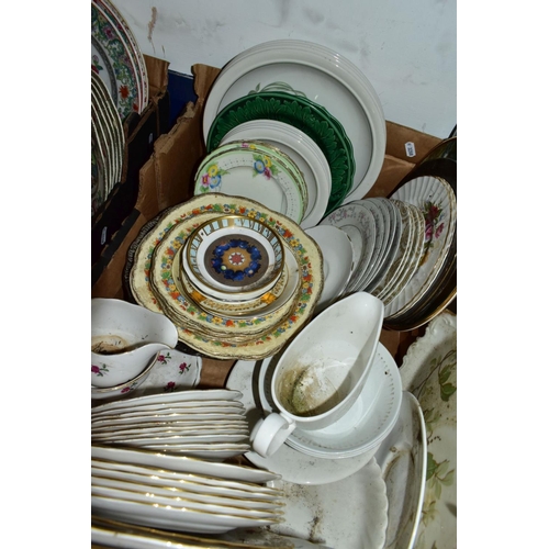 487 - EIGHT BOXES OF ASSORTED KITCHEN CROCKERY AND COOKING UTENSILS, including Wedgwood and Co 'Garden' pa... 