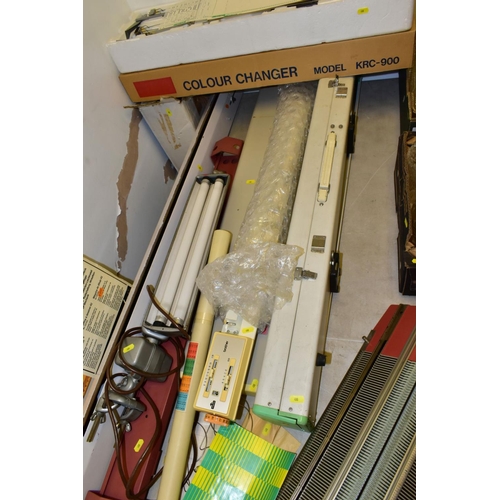 488 - A CASED BROTHER KH-890 KNITTING MACHINE AND BOXED COLOUR CHANGER MODEL KRC-900, and a regulator, a S... 