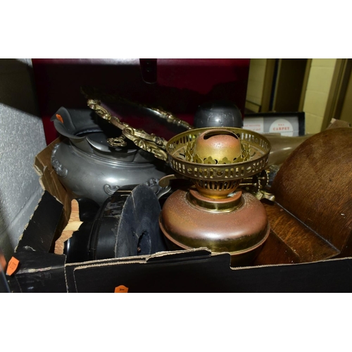 496 - SUNDRY ITEMS, to include brass dressing table mirror, onyx and gilt metal dressing table set, ink we... 