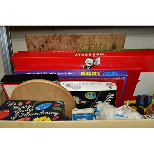 504 - FIVE BOXES AND LOOSE BOOKS, CERAMICS, METALWARE, KITCHEN UTENSILS, ETC, including a quantity of pape... 