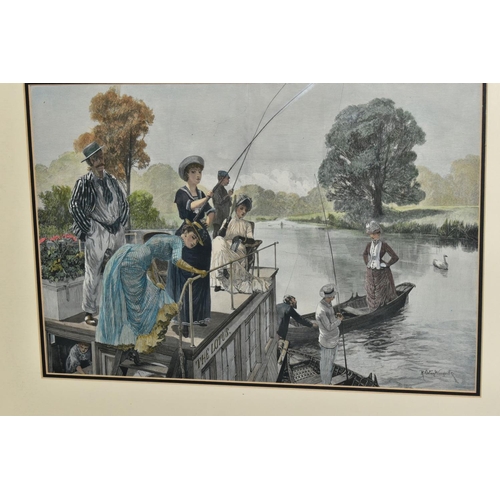 507 - PAINTINGS AND PRINTS, ETC, to include 'Fishing from a House-Boat', hand tinted engraving by Richard ... 