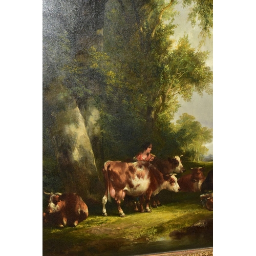 514 - ATTRIBUTED TO WILLIAM SHAYER, SNR (1787-1879), 'A Quiet Moment', a poolside glade in the New Forest ... 