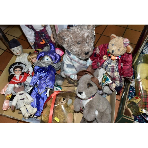 529 - A QUANTITY OF BOXED AND UNBOXED COLLECTORS DOLLS AND SOFT TOYS, to include boxed items from the Wind... 