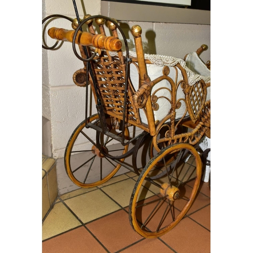 531 - A MODERN REPRODUCTION DOLLS PRAM, with integral lace parasol, complete and in fairly good condition,... 