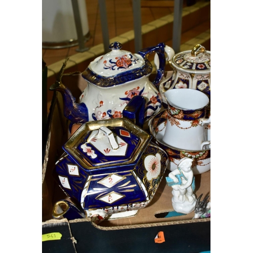 541 - A BOX AND LOOSE CERAMICS, etc, including a Royal Goedewaagen twin handled tureen and cover, Imari de... 