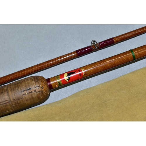 550 - A BUNDLE OF FIVE ASSORTED FISHING RODS, including a Bennetts of Sheffield 12½ft three section painte... 