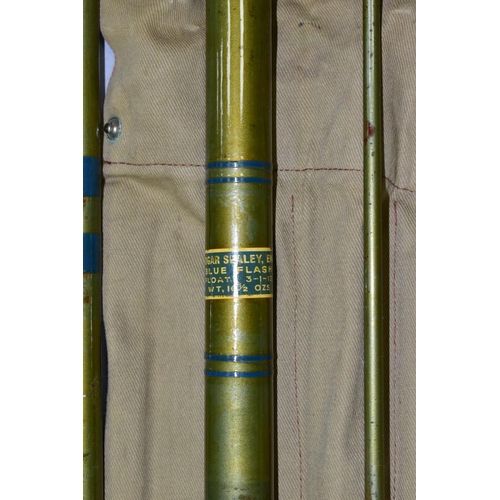 553 - THREE SEALEY FISHING RODS, comprising a three section Blue Match 2 float rod, a two section (two tip... 