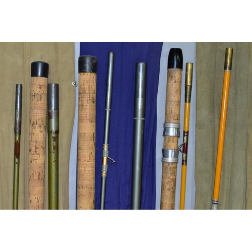 553 - THREE SEALEY FISHING RODS, comprising a three section Blue Match 2 float rod, a two section (two tip... 