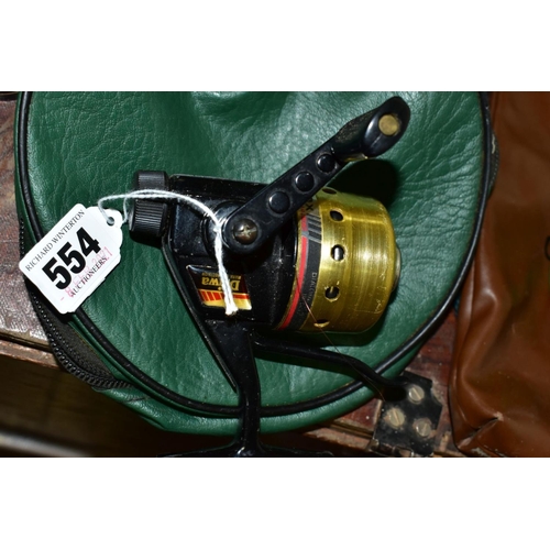 554 - THREE SPINNING FISHING REELS, comprising a Daiwa US-80X, a Silstar CX41 with two spare spools and an... 