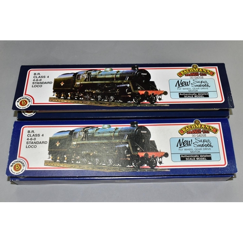 563 - TWO BOXED BACHMANN 00 GAUGE CLASS 4MT LOCOMOTIVES, No 75014, B.R. black livery (31-100) and No 75023... 