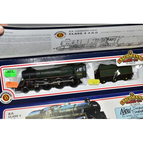 563 - TWO BOXED BACHMANN 00 GAUGE CLASS 4MT LOCOMOTIVES, No 75014, B.R. black livery (31-100) and No 75023... 