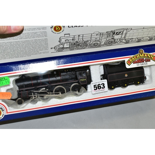 563 - TWO BOXED BACHMANN 00 GAUGE CLASS 4MT LOCOMOTIVES, No 75014, B.R. black livery (31-100) and No 75023... 