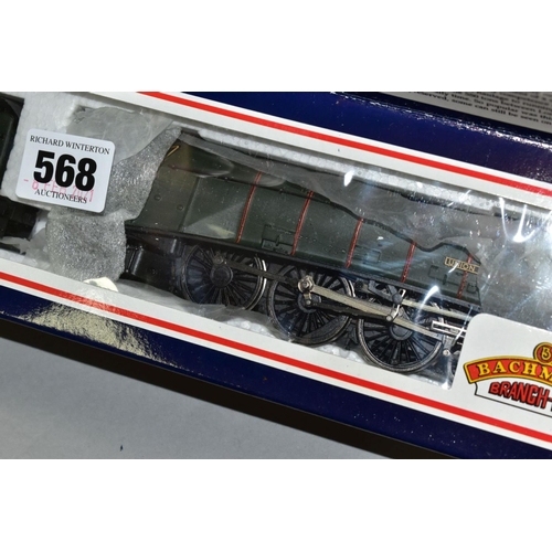 568 - TWO BOXED BACHMANN 00 GAUGE LOCOMOTIVES, A4 class 'Union of South Africa' No 60009, B.R. green liver... 