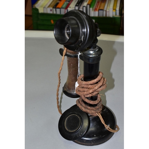 588 - A G.P.O. TYPE 150 CANDLESTICK TELEPHONE, version for use with manual exchange as fitted with dummy i... 