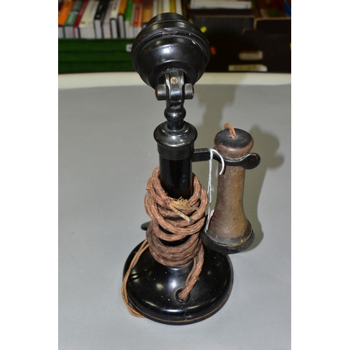 588 - A G.P.O. TYPE 150 CANDLESTICK TELEPHONE, version for use with manual exchange as fitted with dummy i... 