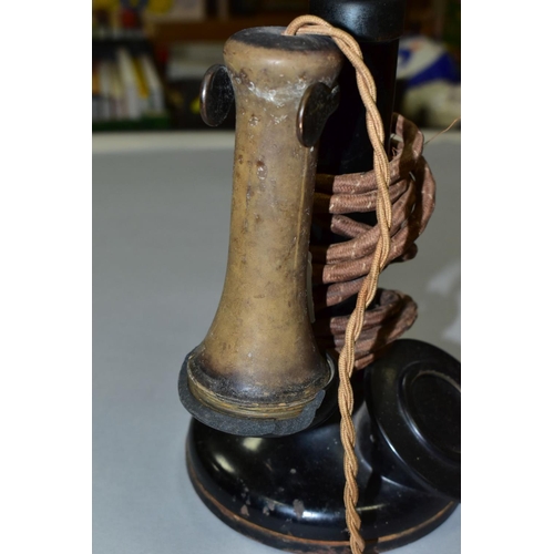 588 - A G.P.O. TYPE 150 CANDLESTICK TELEPHONE, version for use with manual exchange as fitted with dummy i... 