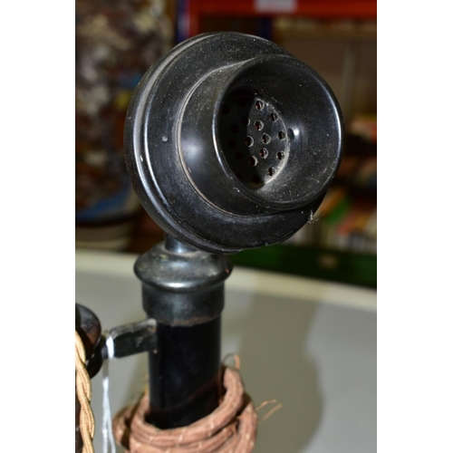 588 - A G.P.O. TYPE 150 CANDLESTICK TELEPHONE, version for use with manual exchange as fitted with dummy i... 