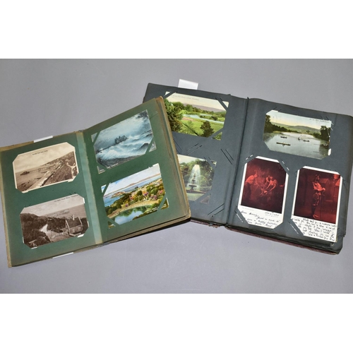 589 - POSTCARDS, two albums of postcards containing approximately 297 miscellaneous topographical vistas, ... 