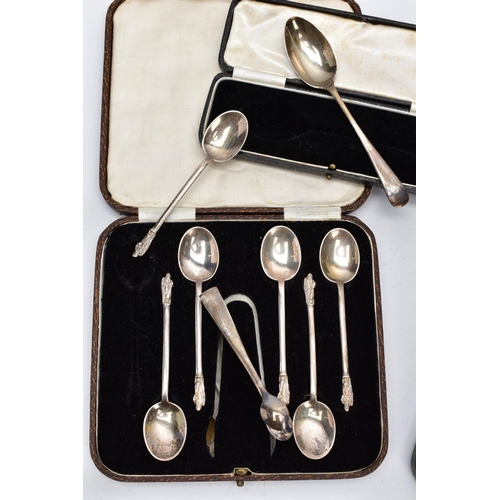 59 - TWO CASED SETS OF SILVER TEASPOONS, A SINGLE CASED TEASPOON AND A MINIATURE SILVER PHOTOFRAME, the f... 