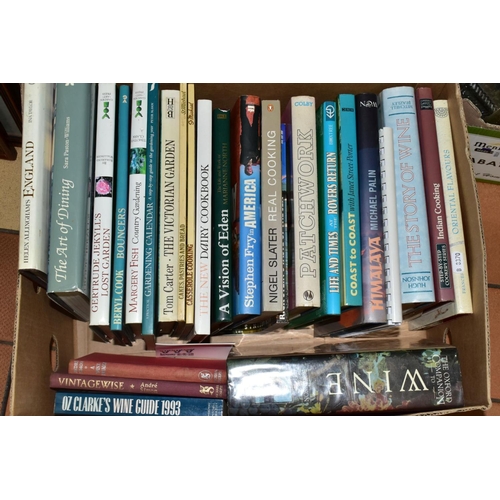 596 - TWO BOXES OF BOOKS, to include cooking, wine, gardening, autobiographies, music, etc