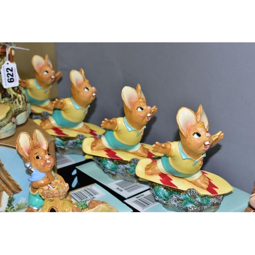 622 - A COLLECTION OF PENDELFIN RABBITS AND STAND, mostly boxed except where mentioned, comprising 'Wishin... 