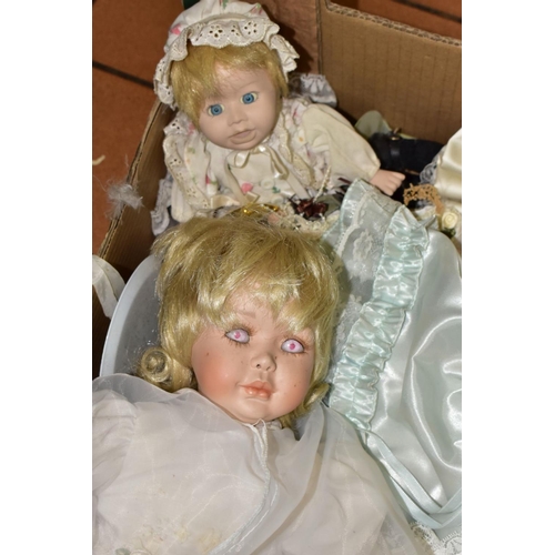 626 - A QUANTITY OF UNBOXED AND ASSORTED MODERN COLLECTORS DOLLS, majority appear in fairly good condition... 