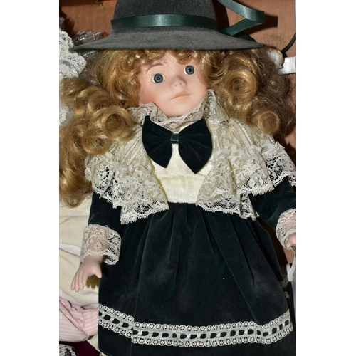 626 - A QUANTITY OF UNBOXED AND ASSORTED MODERN COLLECTORS DOLLS, majority appear in fairly good condition... 